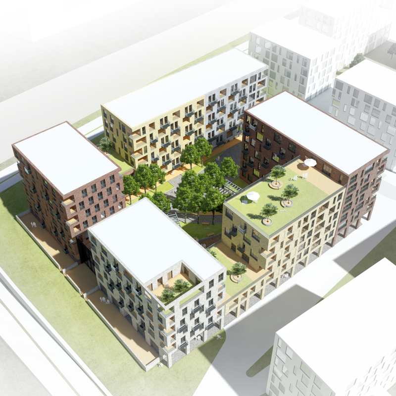 Havainnekuva viherkatosta kerrostalon katolla.