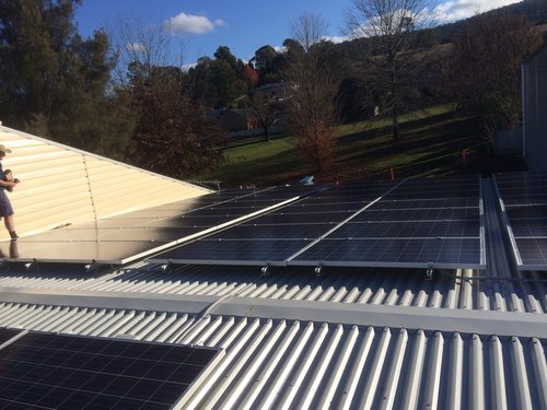 panels on the flat section of roof