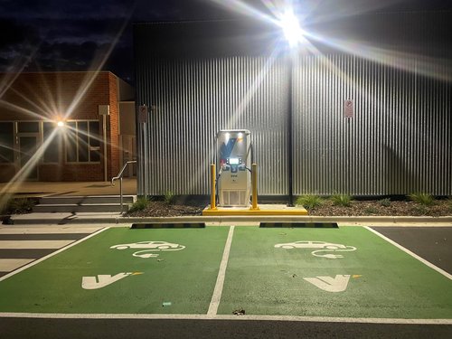 Chiltern EV charger at night